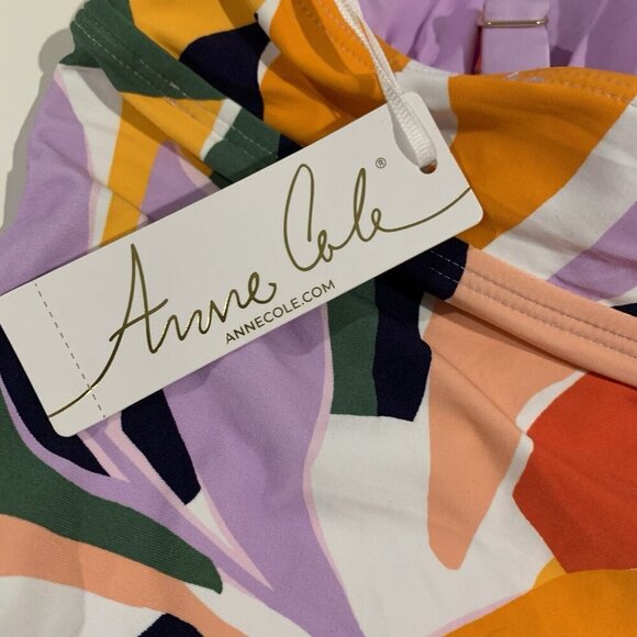 NWT Anne Cole 32C/34B Floral Abstract Underwire Tankini Swim Top Multicolor - Picture 7 of 9